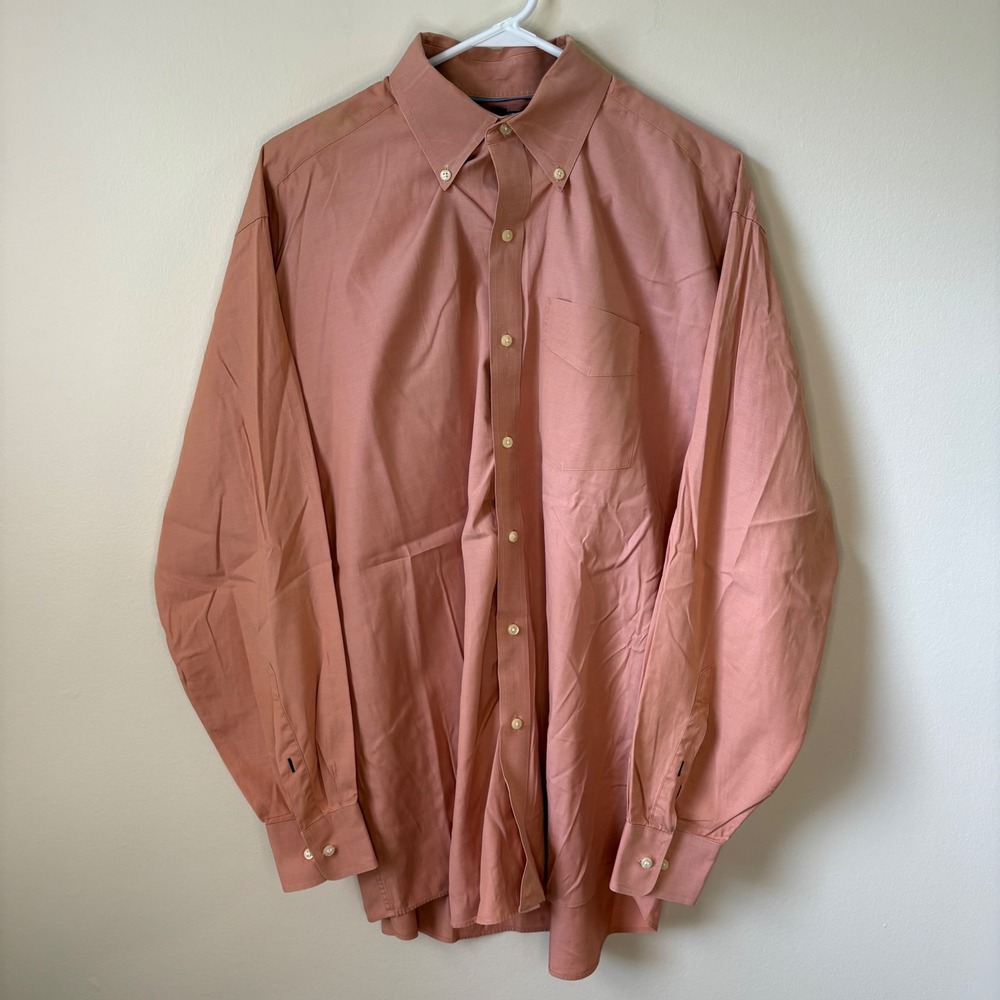 Y2K Tommy Hilfiger Shirt Mens XL Pink Button Down Long Sleeve Cotton Preppy